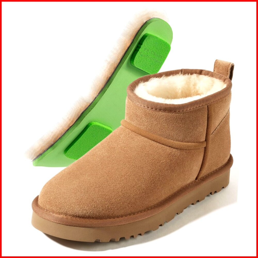 Sheepskin Ankle Boots with Arch Support, Waterproof Winter Shoes for Commute